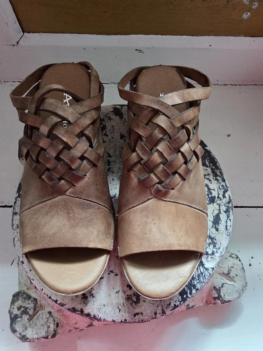 Antelope Metallic Bronze Woven Peep-Toe Wedges